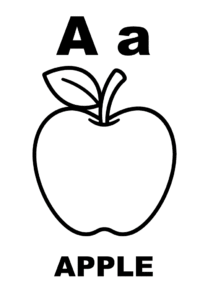 Tranh tô màu chữ A và quả táo Apple, in A4 cho bé