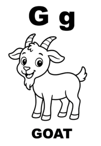 Tranh tô màu chữ G và con dê Goat, in A4 cho bé