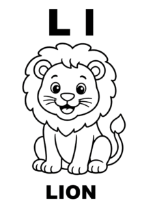 Tranh tô màu chữ L và con sư tử Lion, in A4 cho bé