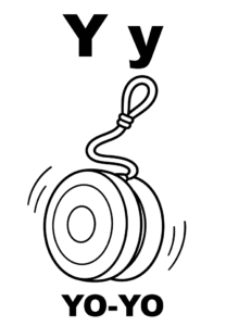 Tranh tô màu chữ Y và con quay yo-yo Yo-yo, in A4 cho bé